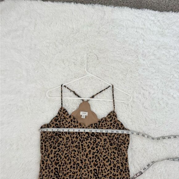 J. Crew Tan and Black Animal Print Silky Scalloped Camisole Size 4 - Picture 12 of 13